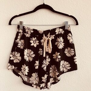 Billabong Black Floral Drawstring Shorts